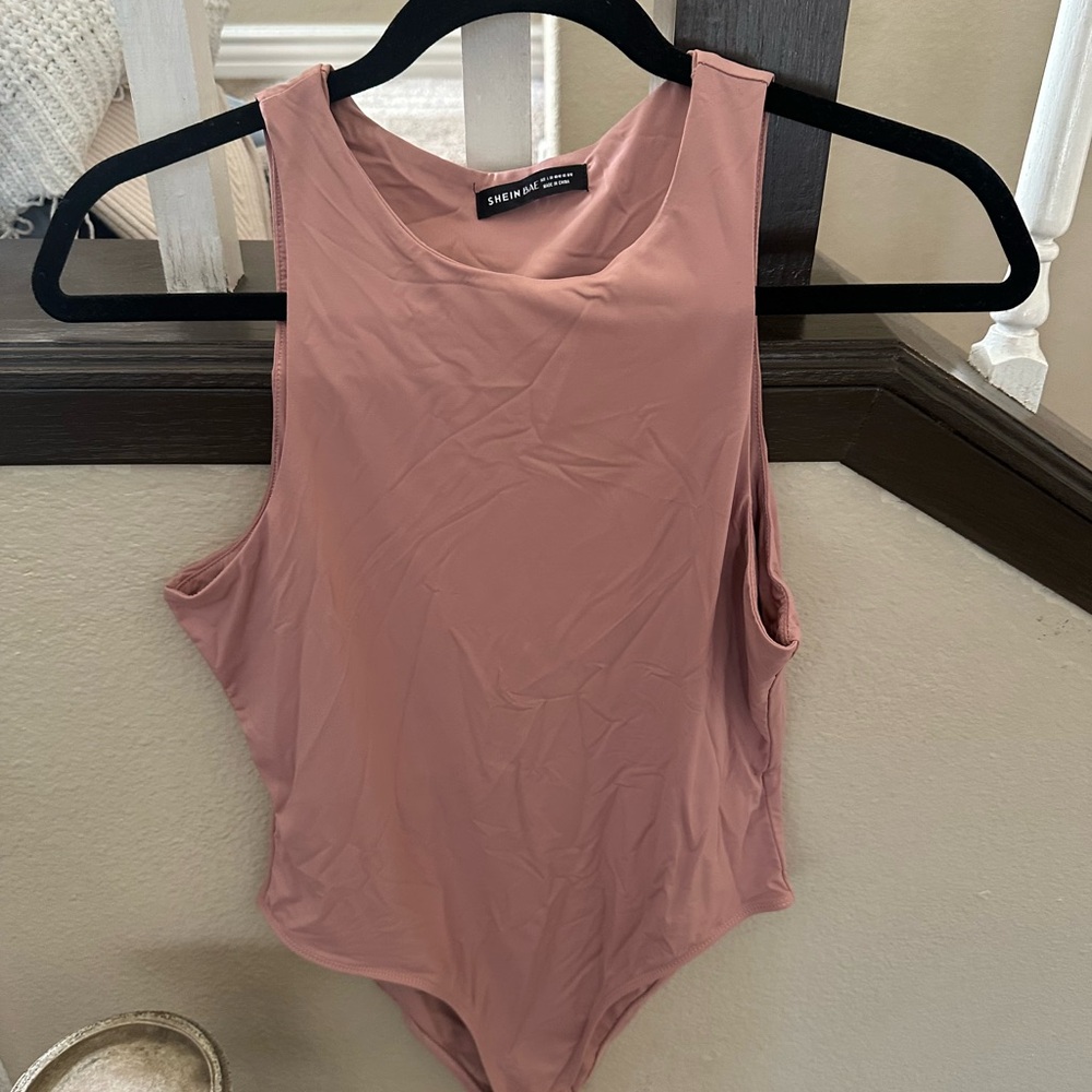 Pink Sleeveless Bodysuit by SHEIN